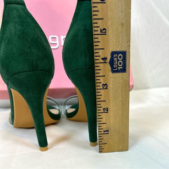 Women’s Open Toe Clear and Green Ankle Strap Stiletto Heel Sandals / Sz 5 - Picture 6 of 12